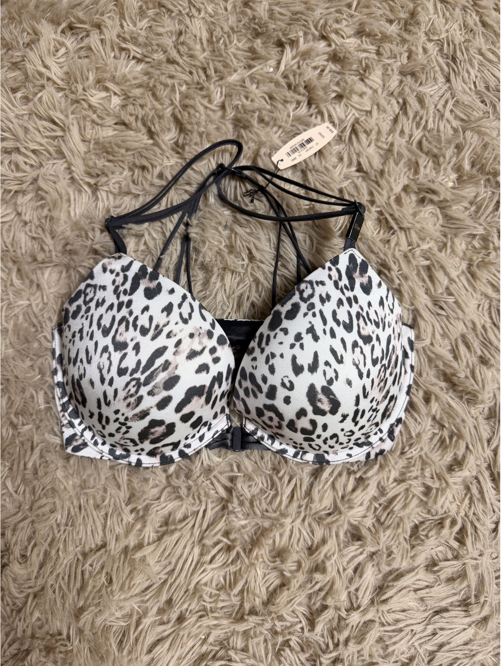 Victoria’s Secret Leopard Strappy Push Up Bra 32DD Animal Print NWT